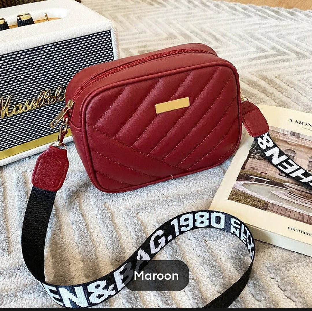 Quilted Crossbody Bag for Women with Logo Strap