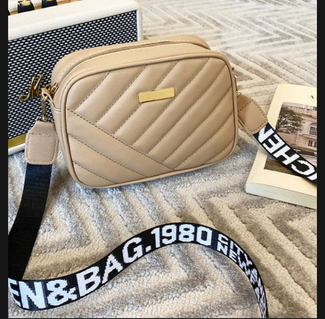 Quilted Crossbody Bag for Women with Logo Strap